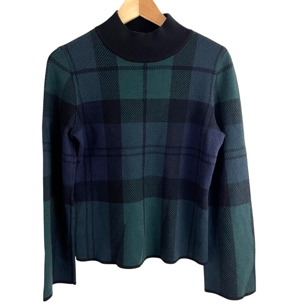 Ann‎ Taylor Plaid High Neck Sweater Wool Blend Women Size Medium
